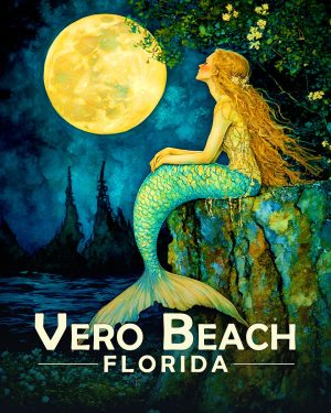 Tampa Bay Florida Souvenir Art Print - Contemplating Mermaid