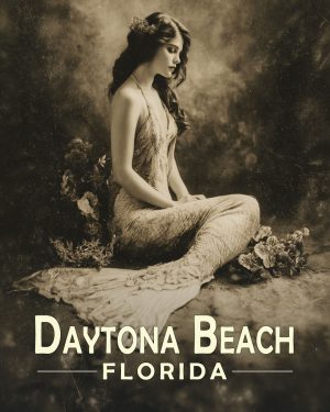 Clearwater Beach Florida Souvenir Art Print - Vintage Antique Photo Style Mermaid