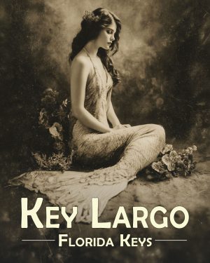 Fort Lauderdale Florida Souvenir Art Print - Vintage Antique Photo Style Mermaid