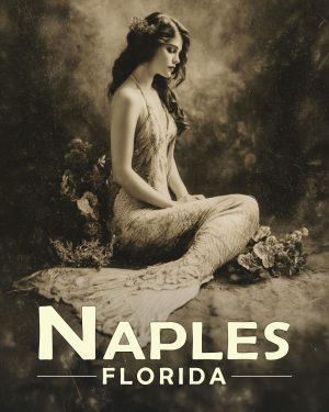 Miami Beach Florida Souvenir Art Print - Vintage Antique Photo Style Mermaid