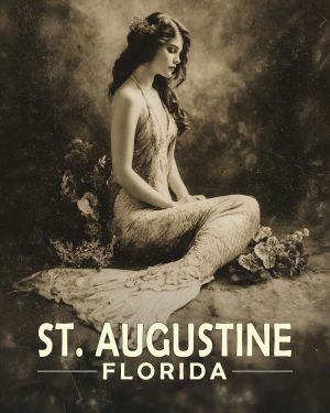 Sarasota Florida Souvenir Art Print - Vintage Antique Photo Style Mermaid