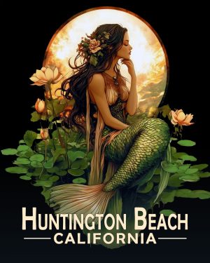 Huntington Beach California Souvenir Art Print - Midnight Mermaid