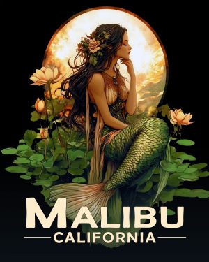 Malibu California Souvenir Art Print - Midnight Mermaid