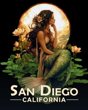 San Diego California Souvenir Art Print - Midnight Mermaid