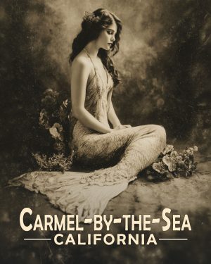 Carmel by the Sea California Souvenir Art Print - Vintage Antique Style Mermaid Photo