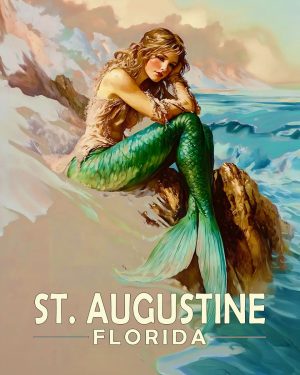Sarasota Florida Souvenir Art Print - Solemn Mermaid