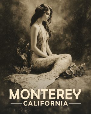 Monterey California Souvenir Art Print - Vintage Antique Style Mermaid Photo