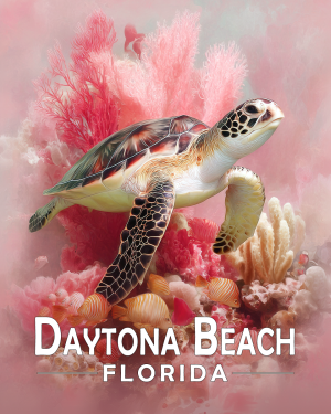 Clearwater Beach Florida Souvenir Art Print - Pink Sea Turtle