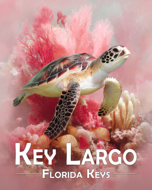 Fort Lauderdale Florida Souvenir Art Print - Pink Sea Turtle
