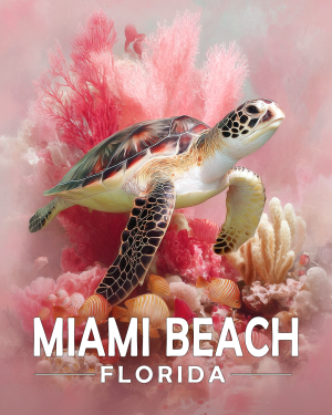 Key West Florida Souvenir Art Print - Pink Sea Turtle
