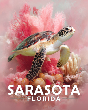 Pensacola Beach Florida Souvenir Art Print - Pink Sea Turtle