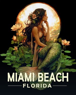 Miami Beach Florida Souvenir Art Print - Midnight Mermaid