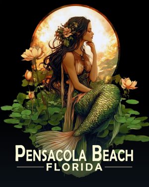 Pensacola Beach Florida Souvenir Art Print - Midnight Mermaid