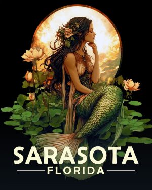 Sarasota Florida Souvenir Art Print - Midnight Mermaid