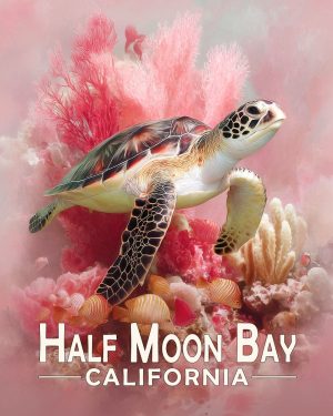 Carmel by the Sea California Souvenir Art Print - Pink Sea Turtle