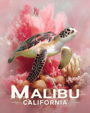 Laguna Beach California Souvenir Art Print - Pink Sea Turtle
