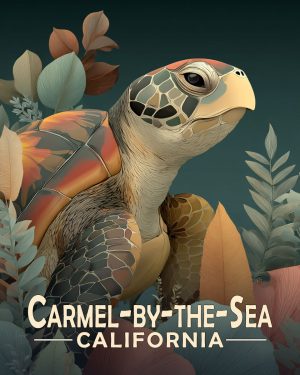Carmel by the Sea California Souvenir Art Print - Curious Sea Turtle
