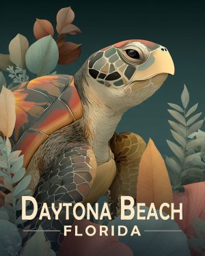 Daytona Beach Florida Souvenir Art Print - Curious Sea Turtle