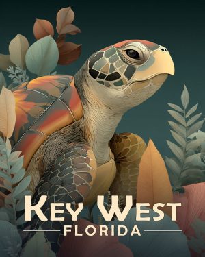 Key West Florida Souvenir Art Print - Curious Sea Turtle