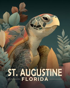 St Augustine Florida Souvenir Art Print - Curious Sea Turtle