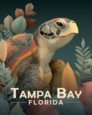 Tampa Bay Florida Souvenir Art Print - Curious Sea Turtle