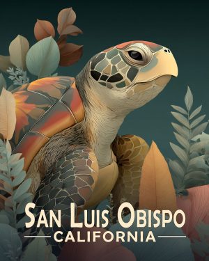 San Luis Obispo California Souvenir Art Print - Curious Sea Turtle
