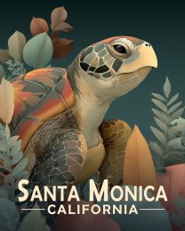 Santa Monica California Souvenir Art Print - Curious Sea Turtle