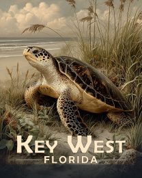Key West Florida Souvenir Art Print - Antique Vintage Style Sea Turtle