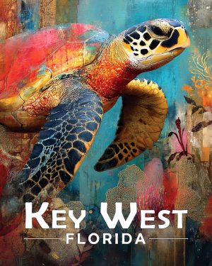 Key West Florida Souvenir Art Print - Colorful Sea Turtle