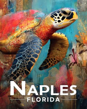 Naples Florida Souvenir Art Print - Colorful Sea Turtle