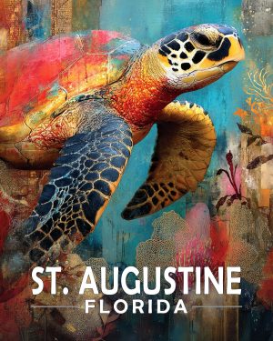 St Augustine Florida Souvenir Art Print - Colorful Sea Turtle