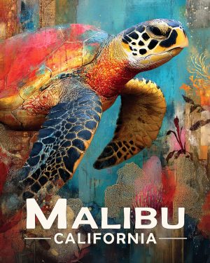 Malibu California Souvenir Art Print - Colorful Sea Turtle