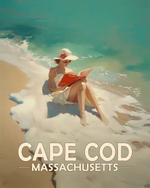 Cape Cod, Massachusetts  Souvenir Art Print - Oblivious Reader on the Beach