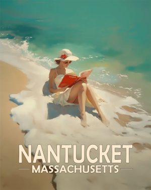 Nantucket, Massachusetts  Souvenir Art Print - Oblivious Reader on the Beach