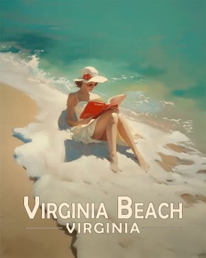 Virginia Beach, Virginia  Souvenir Art Print - Oblivious Reader on the Beach
