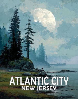 Atlantic City, New Jersey  Souvenir Art Print - Pink Sea Turtle