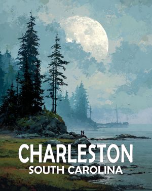 Charleston, Noth Carolina  Souvenir Art Print - Pink Sea Turtle