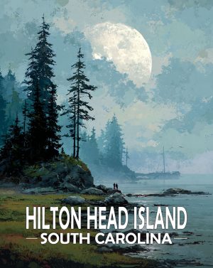 Hilton Head Island, South Carolina  Souvenir Art Print - Pink Sea Turtle