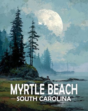 Myrtle Beach, South Carolina  Souvenir Art Print - Pink Sea Turtle