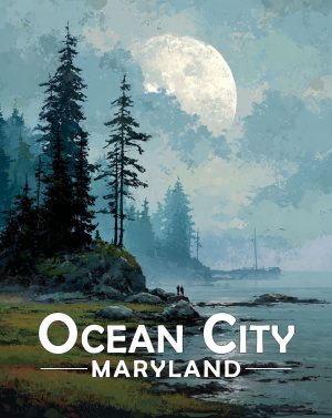 Ocean City, Maryland  Souvenir Art Print - Pink Sea Turtle