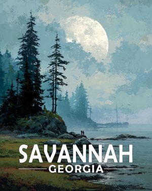 Savannah, Georgia  Souvenir Art Print - Pink Sea Turtle