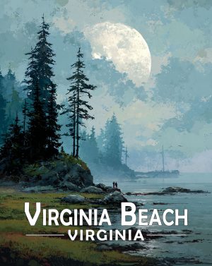 Virginia Beach, Virginia  Souvenir Art Print - Pink Sea Turtle