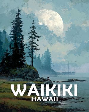 Waikiki, Hawaii  Souvenir Art Print - Pink Sea Turtle