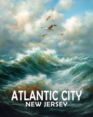 Atlantic City, New Jersey  Souvenir Art Print - Stormy Night at Sea