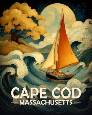 Cape Cod, Massachusetts  Souvenir Art Print - Sailing on a Stormy Night