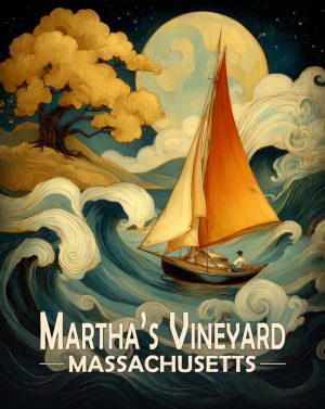 Martha's Vinyard, Massachusetts  Souvenir Art Print - Sailing on a Stormy Night