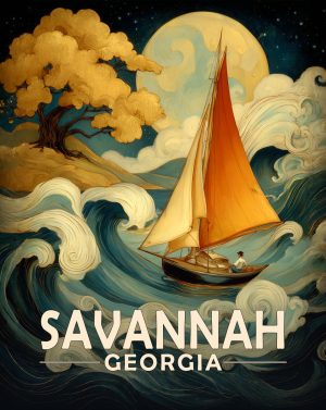 Savannah, Georgia  Souvenir Art Print - Sailing on a Stormy Night