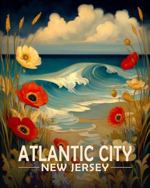 Atlantic City, New Jersey  Souvenir Art Print - Fine Night by the Seashore