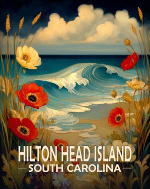 Hilton Head Island, South Carolina  Souvenir Art Print - Fine Night by the Seashore