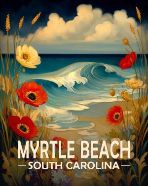 Myrtle Beach, South Carolina  Souvenir Art Print - Fine Night by the Seashore